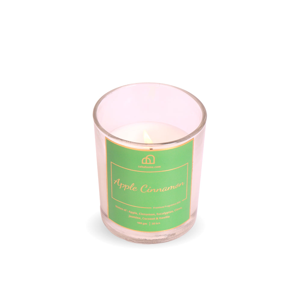 Apple Cinnamon Scented Candle, 100% Soy Candle, Essential Oil Infused, 75-80 Hrs Burn Time, 15oz. Elegant and Relaxing Aromatherapy Candle, Candle