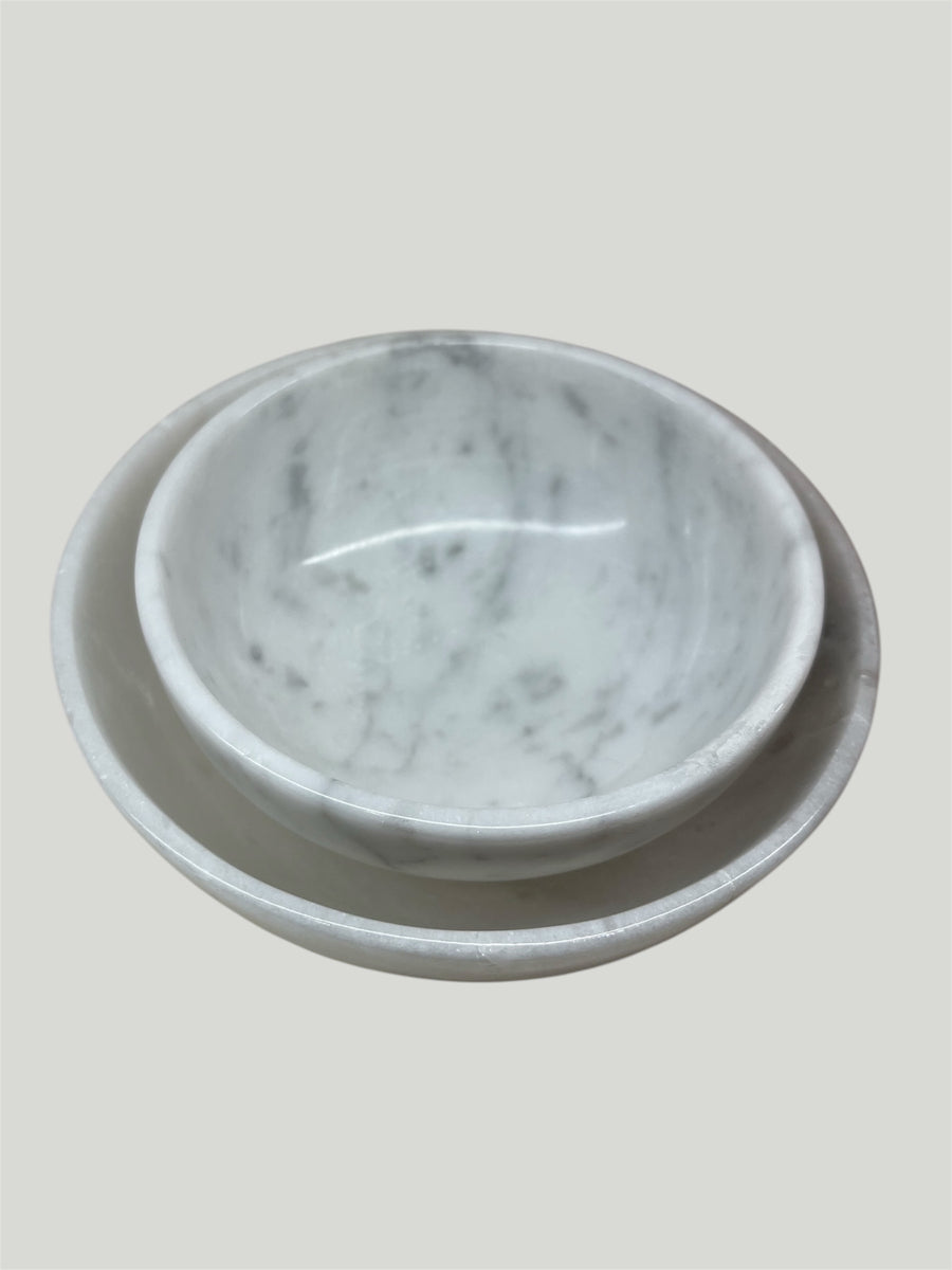 Marble nuts bowl, set of 2 (Carrara)